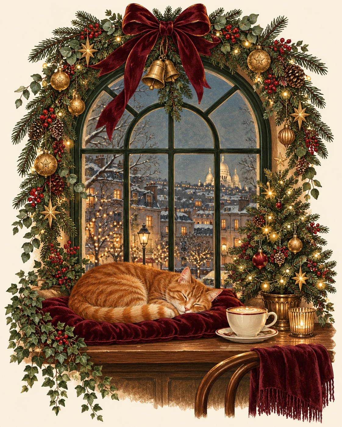 Illustration festive du chat de La Patte de Velours